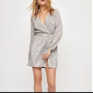 Dynamite - V Neck Sequin Wrap Dress